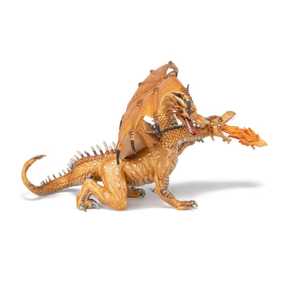 Figurine Dragon deux têtes or