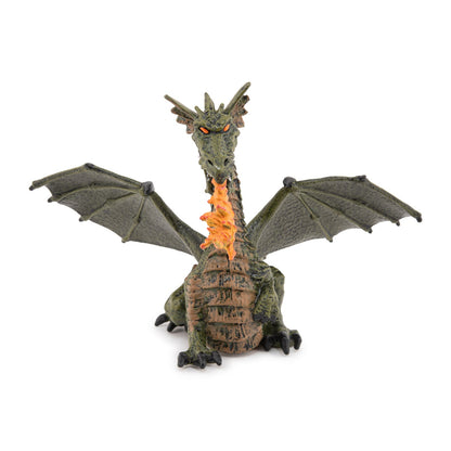 Figurine Dragon ailé vert avec flamme