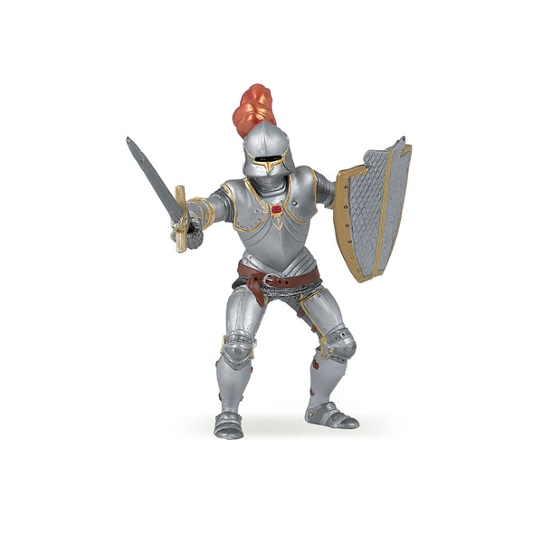 Figurine Chevalier en armure au plumet rouge Papo - personnage médiéval