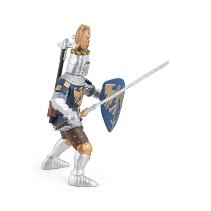 Blue Knight Figurine with Crest