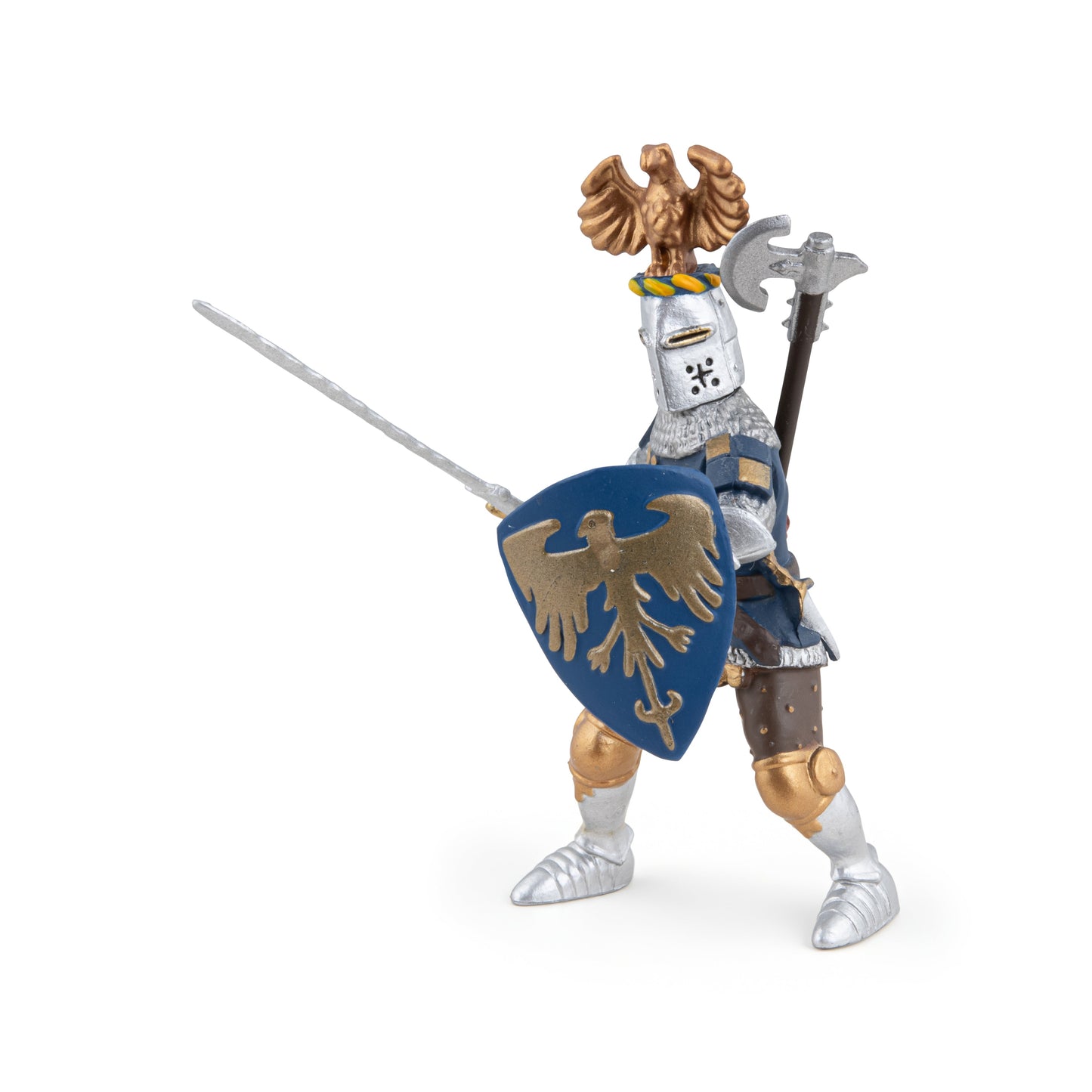 Blue Knight Figurine with Crest