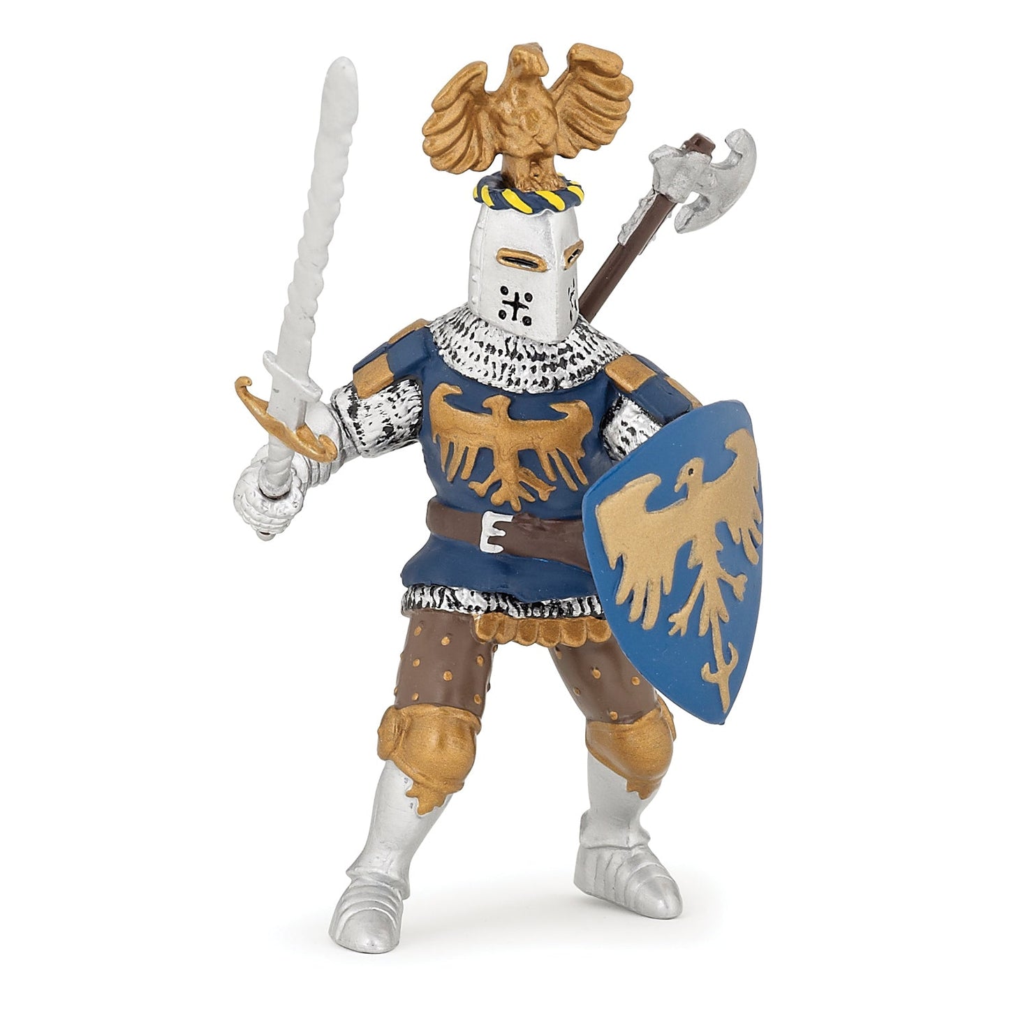 Blue Knight Figurine with Crest