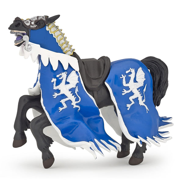 Figurine Cheval du roi au dragon bleu Papo - personnage médiéval