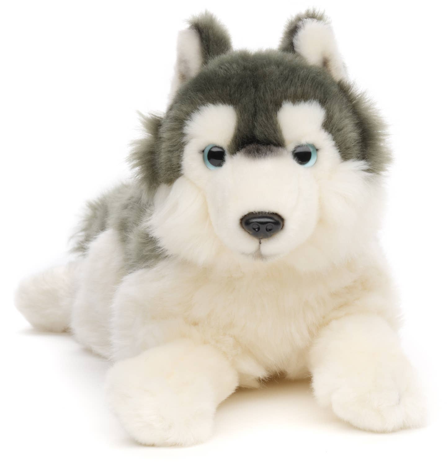 Peluche Husky gris, couché Uni Toys