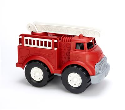 GreenToys Véhicules: CAMION DE POMPIERS 26.67x15.88x19cm, échelle de toit rotative et pivotante et 2 échelles latérales amovibles, en boîte, 1+