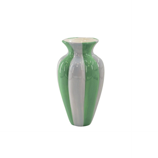 Vaso per fiori - Vaso plissettato - Ceramica - Lilla/Verde - 16,5x16,5x29,5 cm