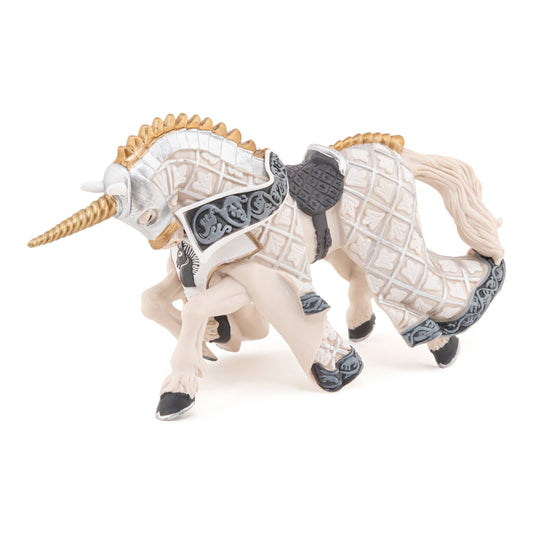 Figurine Cheval du Maître des armes cimier licorne Papo - personnage médiéval