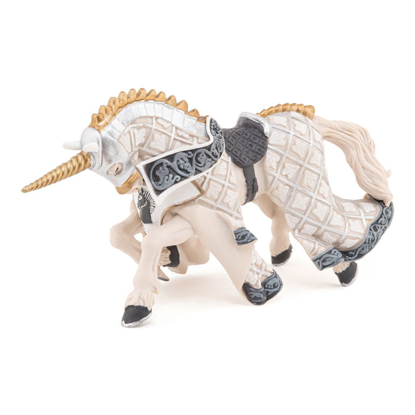 Figurine Cheval du Maître des armes cimier licorne Papo - personnage médiéval