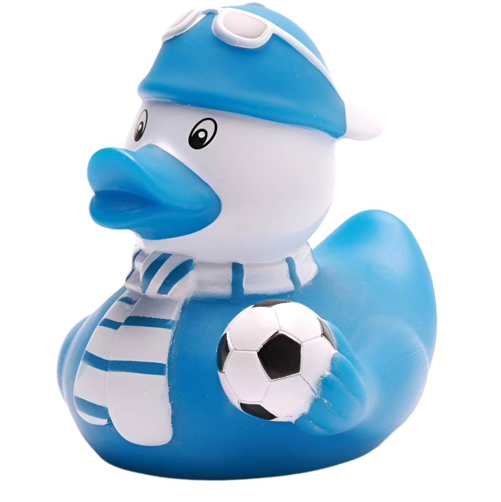 Pato hincha de fútbol azul