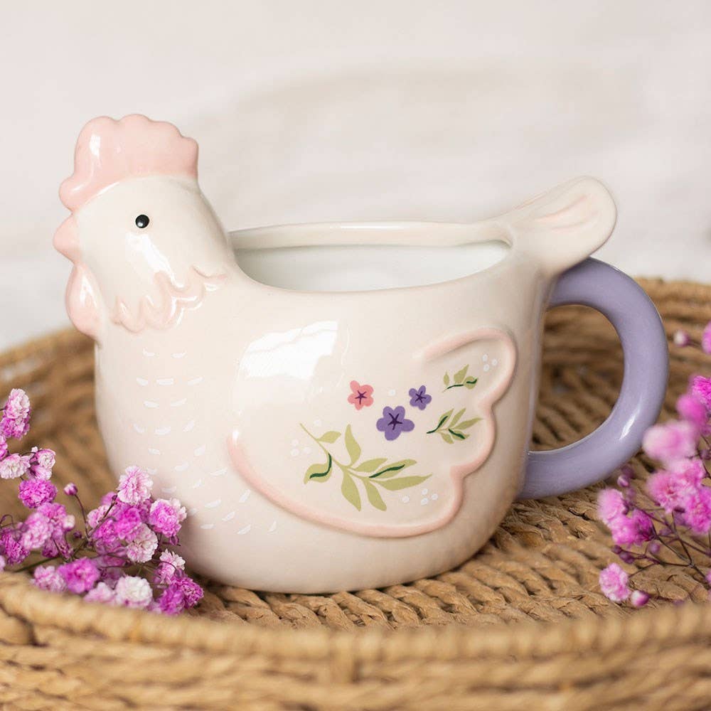 Tazza 3D con gallina floreale
