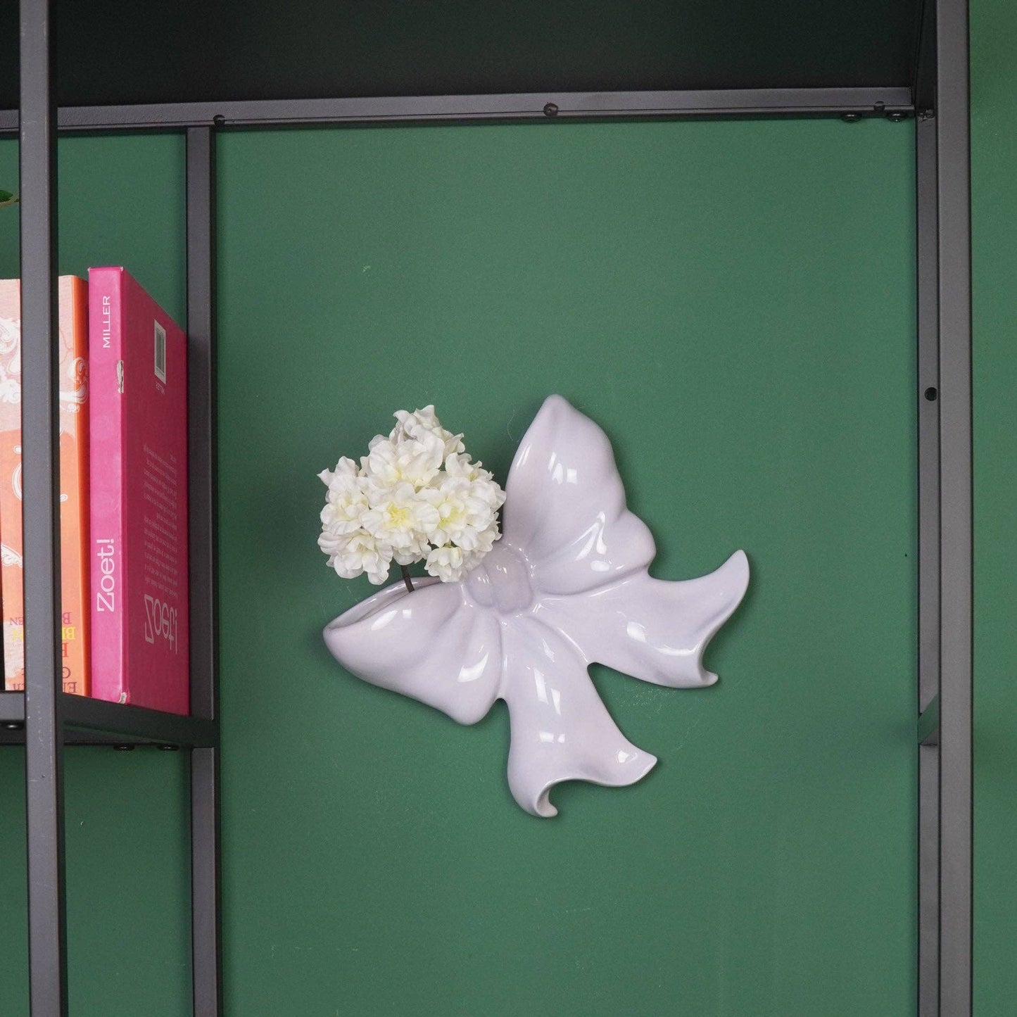 Jarrón de pared - Jarrón tipo cuenco - Cerámica - Lila - 19 x 18,5 x 5,5 cm