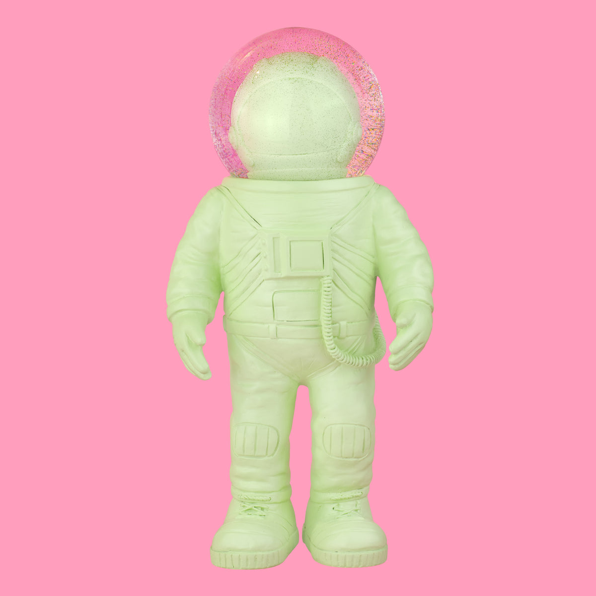 Globo di neve gigante a forma di astronauta verde
