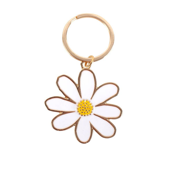 Portachiavi smaltato a forma di margherita