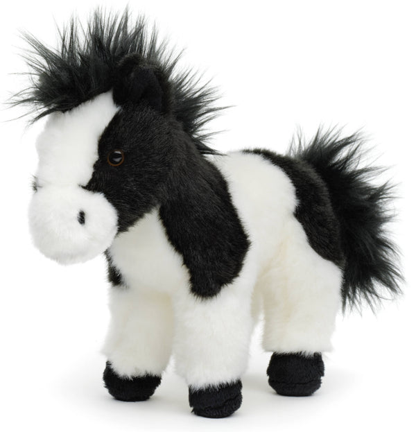Cheval noir et blanc, debout - peluche Uni Toys