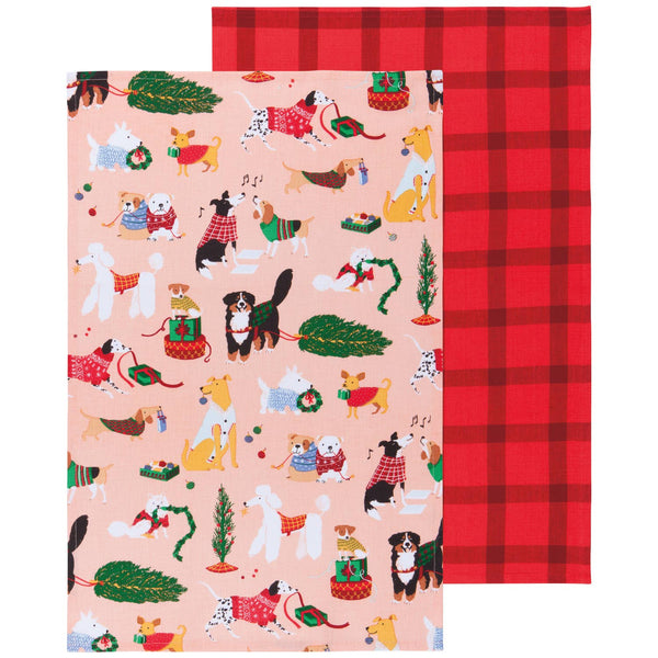 Lot de 2 torchons de Noël Holiday Hounds