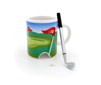 Golfmok met golfclub en balpen