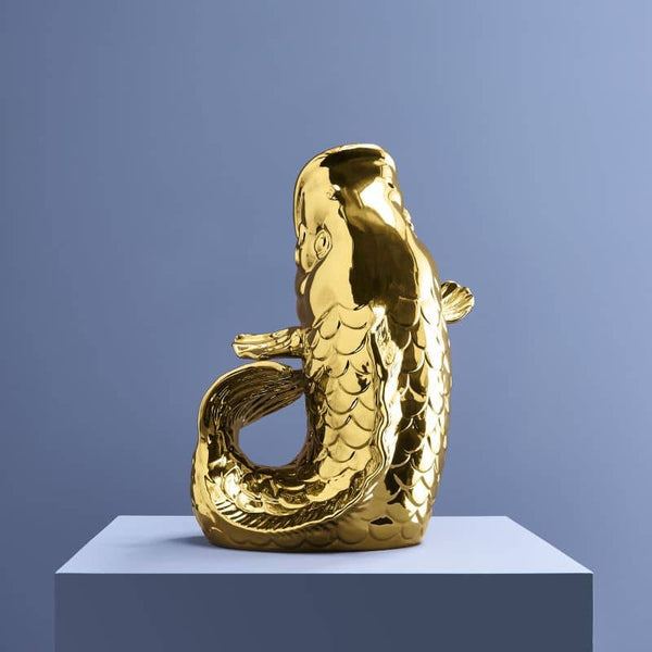 Escultura/jarrón de pez Blubb dorado