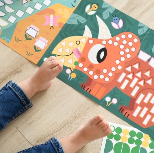 Dinosaures - Poster Panorama en sticker inspiré Montessori