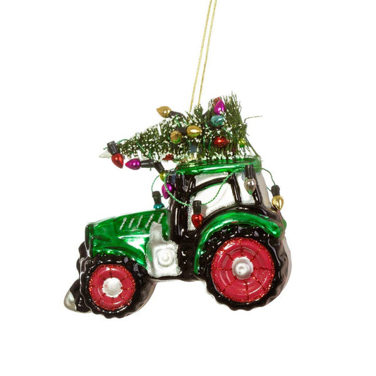 Green Christmas Tractor Bauble