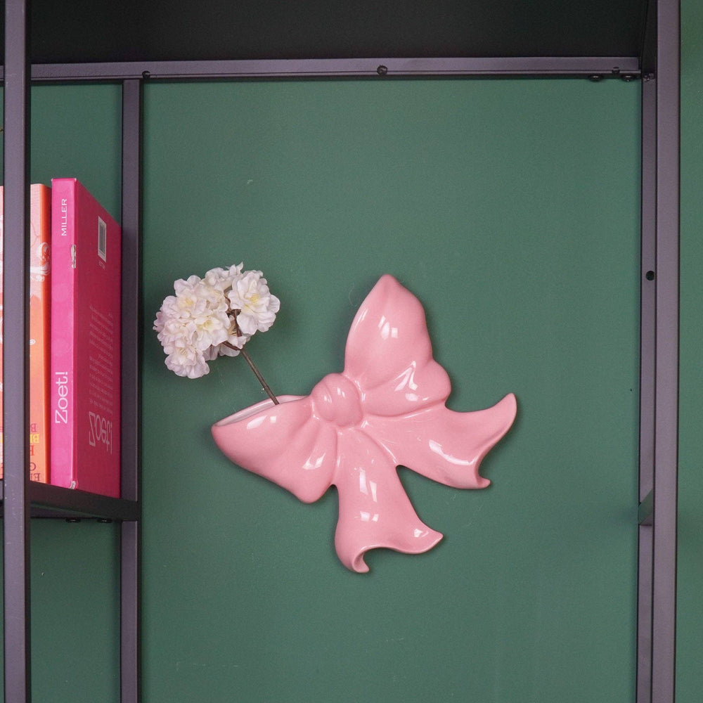 Vase Mural- Vase Mural Arc- Céramique- Rose- 19x18,5x5,5 cm