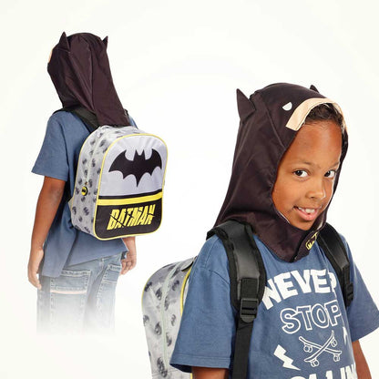 DC Comics Batman Chibi Hooded Backpack, Gray