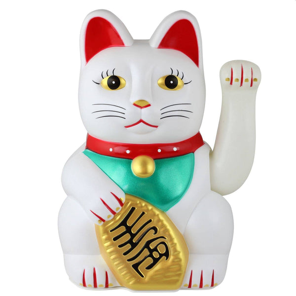 Grand Chat chanceux blanc 25cm