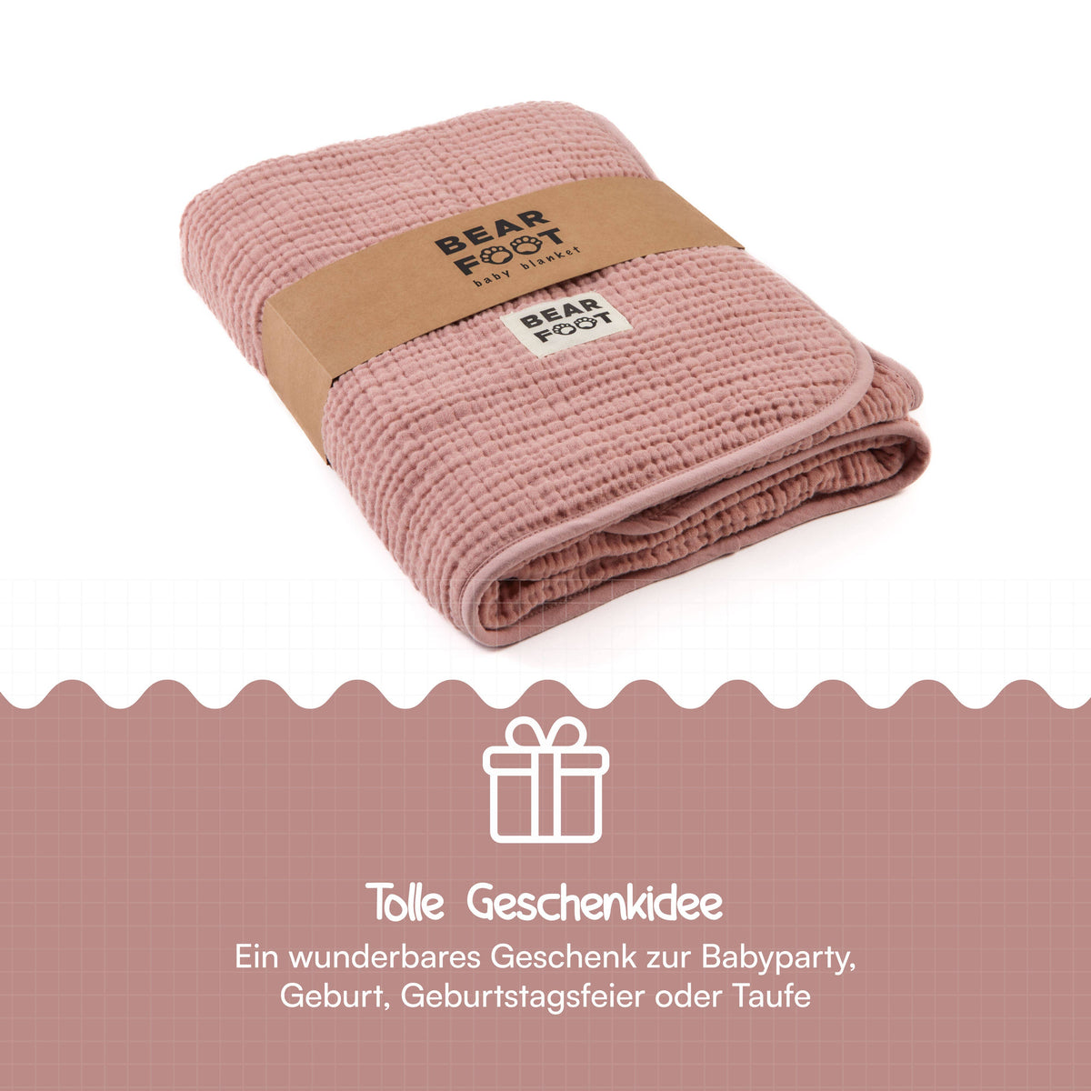 Babydecke Musselin Fleecedecke flauschig weich - rosa