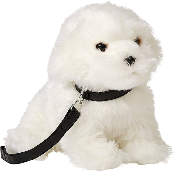 Peluche chien maltais en laisse Uni Toys