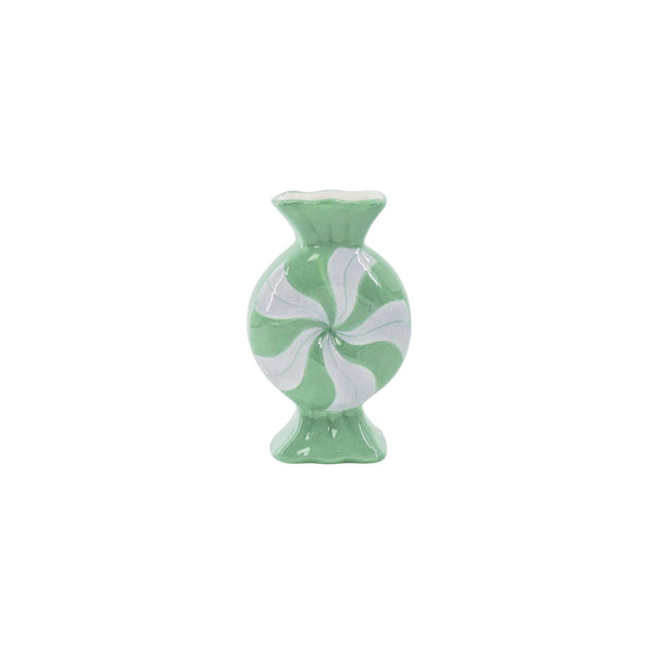 Vase à fleurs - Bonbon au caramel - Céramique - Lilas/Menthe - 12x6,5x20cm