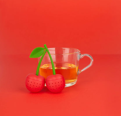 Infusore per tè in silicone rosso ciliegia doppio