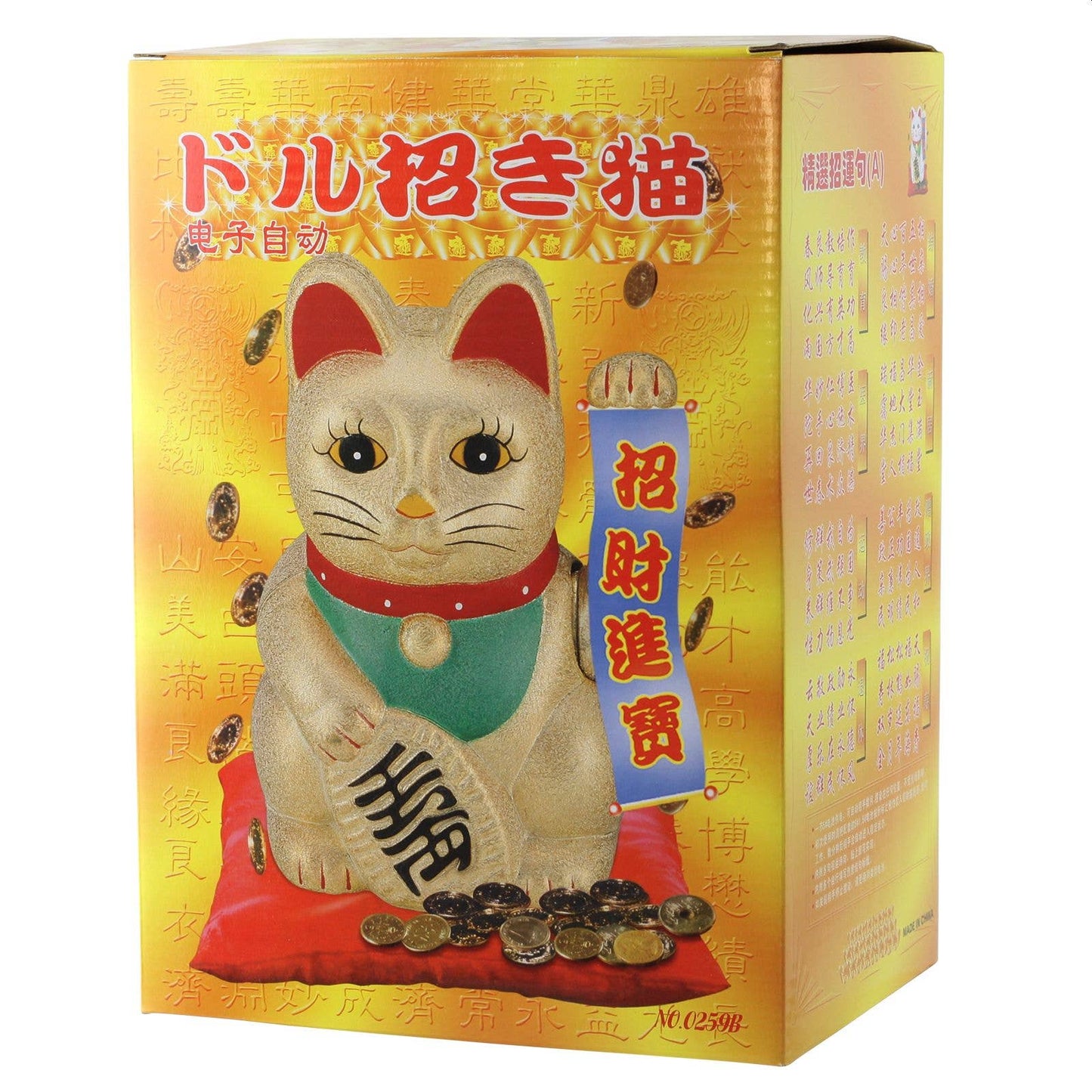 Grand Chat chanceux blanc 25cm