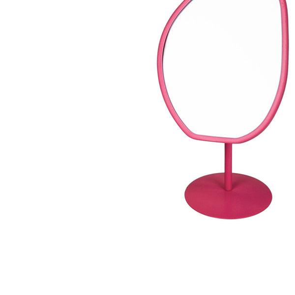 Specchio per il trucco - Rotondo - Rosa - 16,5x12x31,5cm