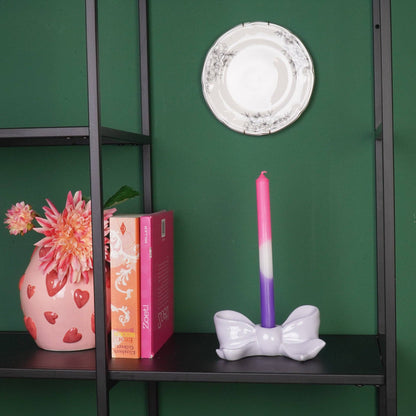 Candlestick - Knot - Ceramic - Lilac - 18x9x7 cm