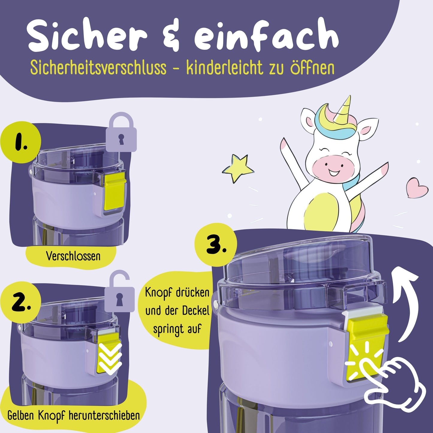 Trinkflasche Kinder, 500ml, leicht - Meerjungfrau-lila