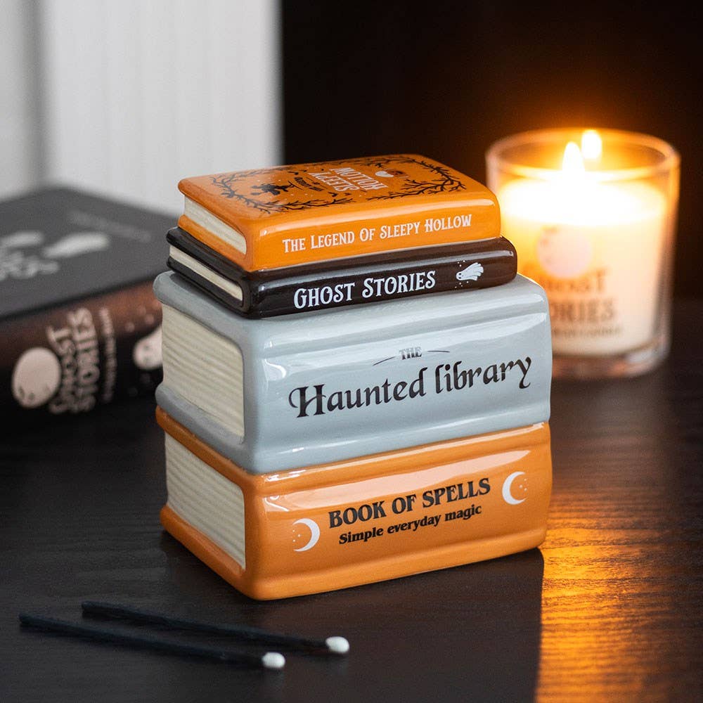Haunted Library Books Stack Oil and Wax Melt Burner