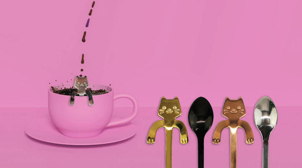 Conjunto de 4 colheres de chá em forma de gato