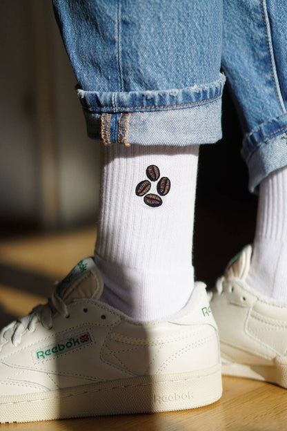 Coffee Bean Embroidered Socks