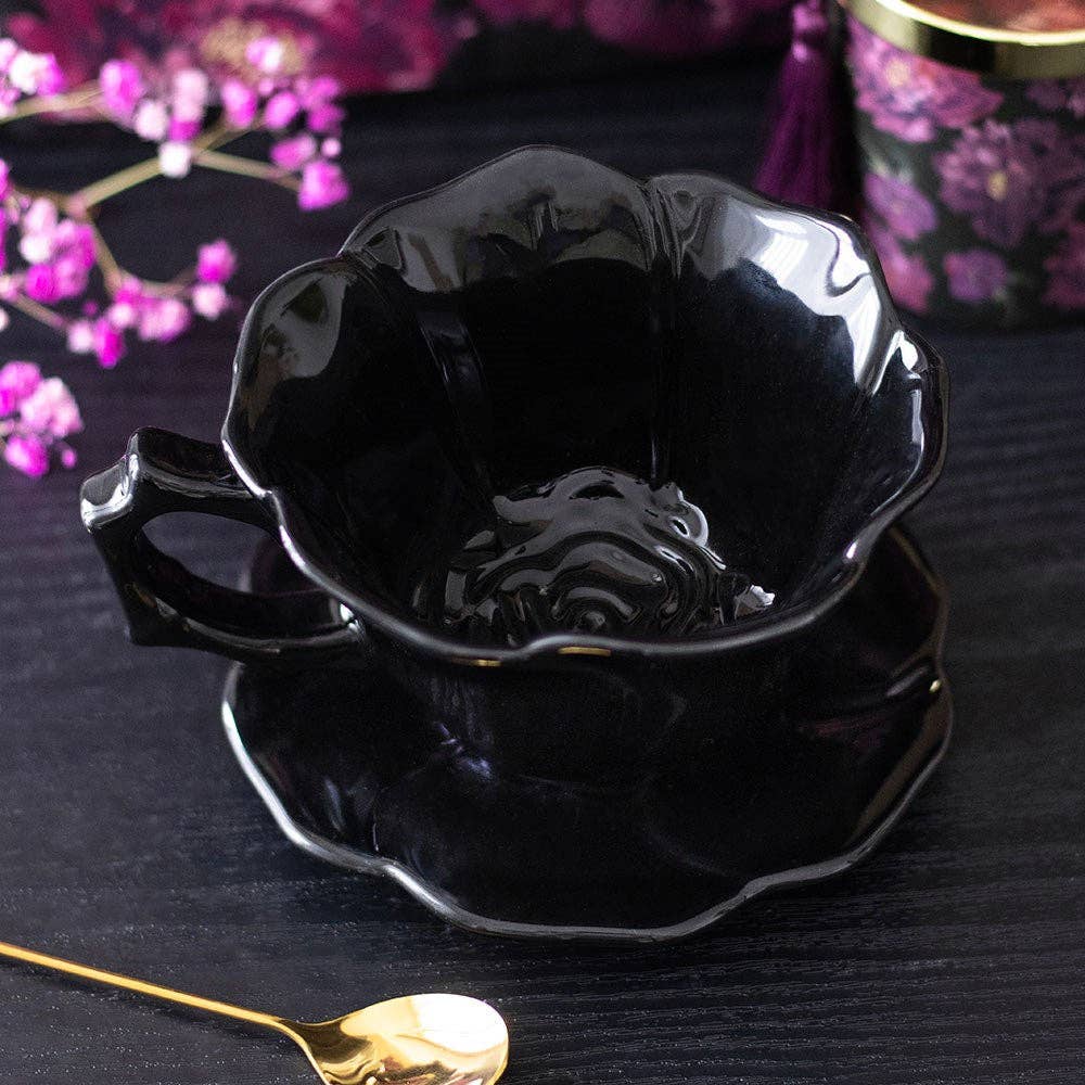 Tasse et Soucoupe Rose Noire – 250 ml