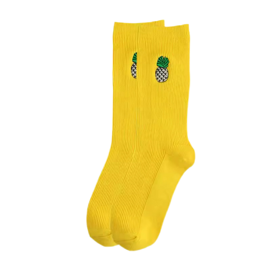 chaussettes ananas brodee