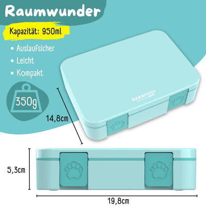 Brotdose mit Fächern, leicht & auslaufsicher - mint