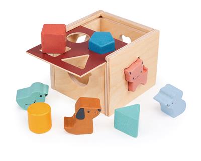 Mentari Bambino: CUBE À RANGER ANIMAUX DOMESTIQUES 11x11x9cm, 8 pièces, en bois, en boîte, 2+