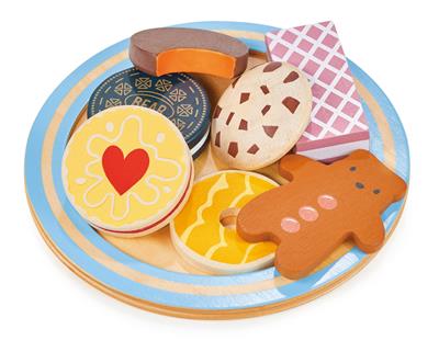 Mentari Cuisine: ASSIETTE À BISCUITS 16x16x3cm, 7 pièces, en bois, en boîte, 3+