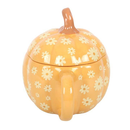 Mug avec couvercle Citrouille motif floral