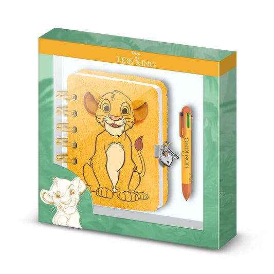 Diario de peluche Disney El Rey León + bolígrafo de 6 colores