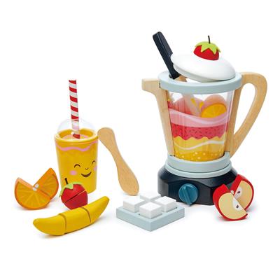 Tender Leaf Jeux de Rôle: MÉLANGEUR DE FRUITS 22x23x22cm, avec des accessoires pour faire votre propre smoothie aux fruits, en bois, en boîte 13,3x11,5x25,2cm, 3+