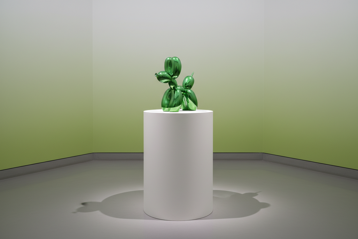 Grande Figurine decorative Chien Ballon Vert Électrique