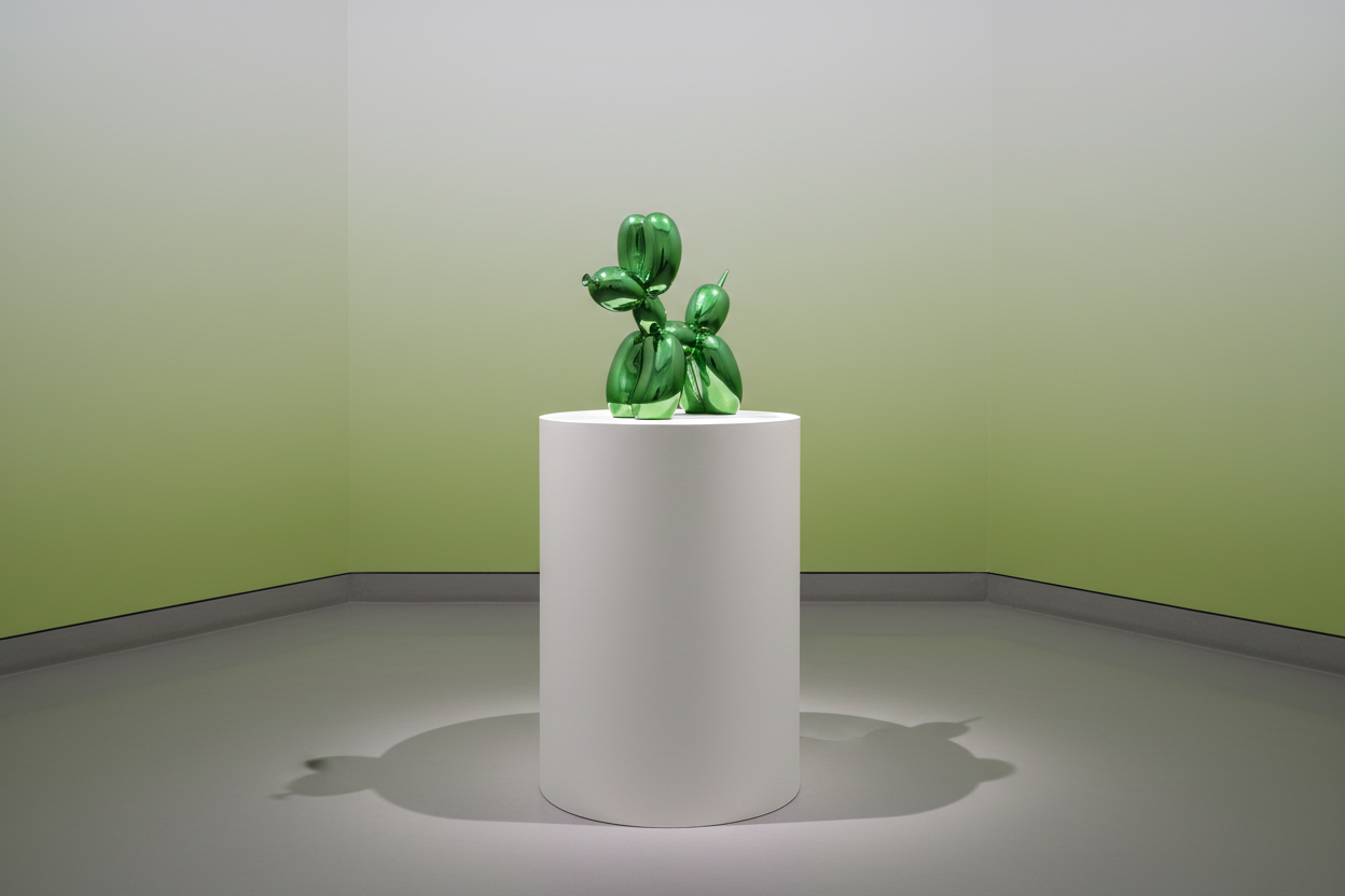 Figura de perro grande de color verde eléctrico