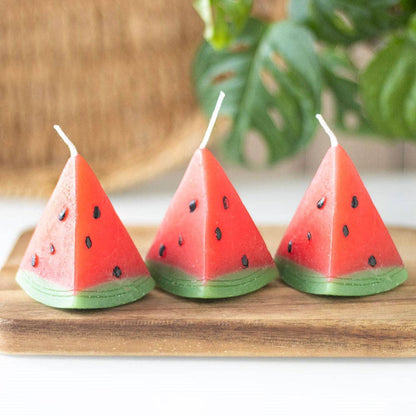 Set of 3 watermelon-shaped candles