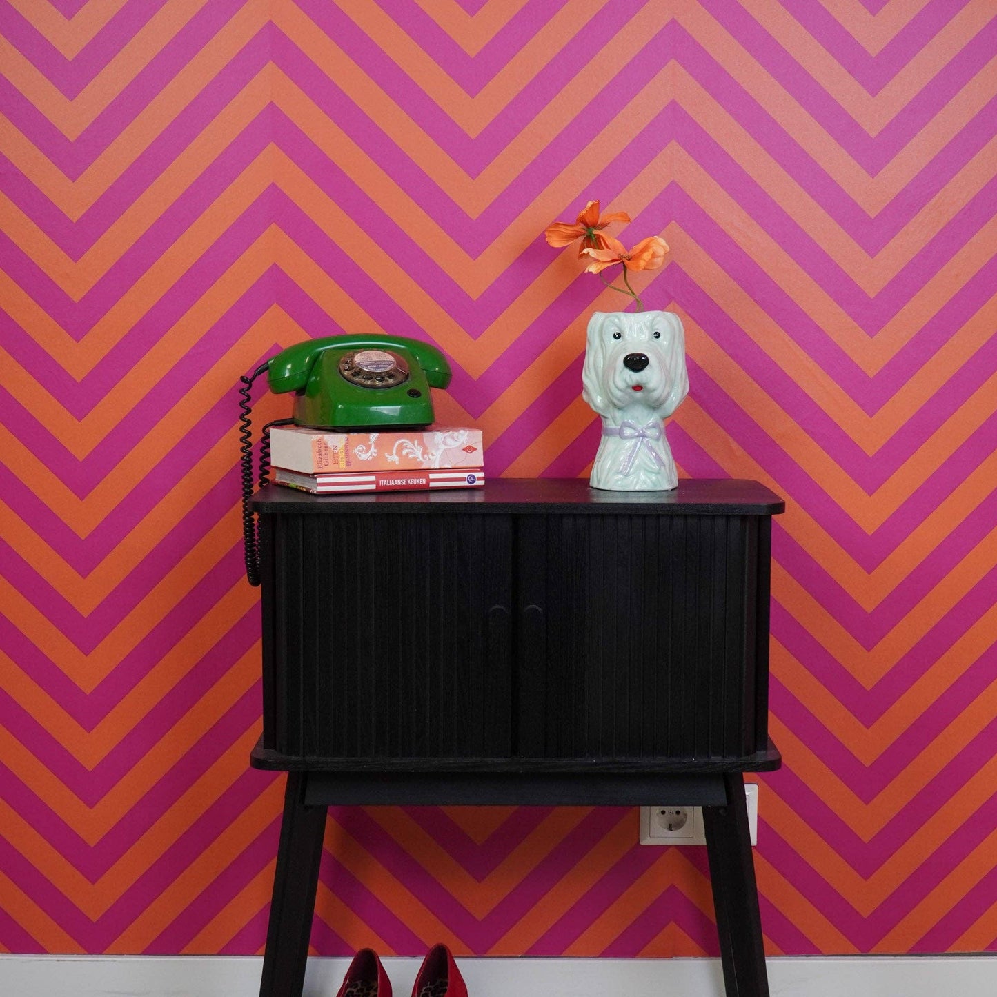 Dog-shaped flower vase - Mint/Lilac - 13x14x21cm