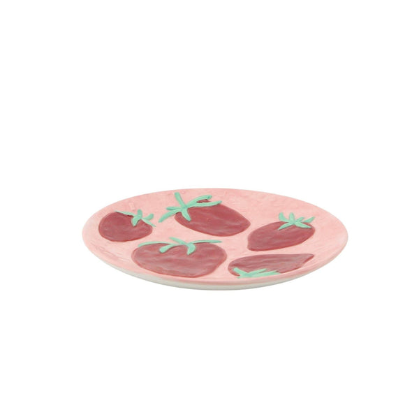 Assiette déco - Fraises - Rose/Rouge - 17,5x17,5x2cm